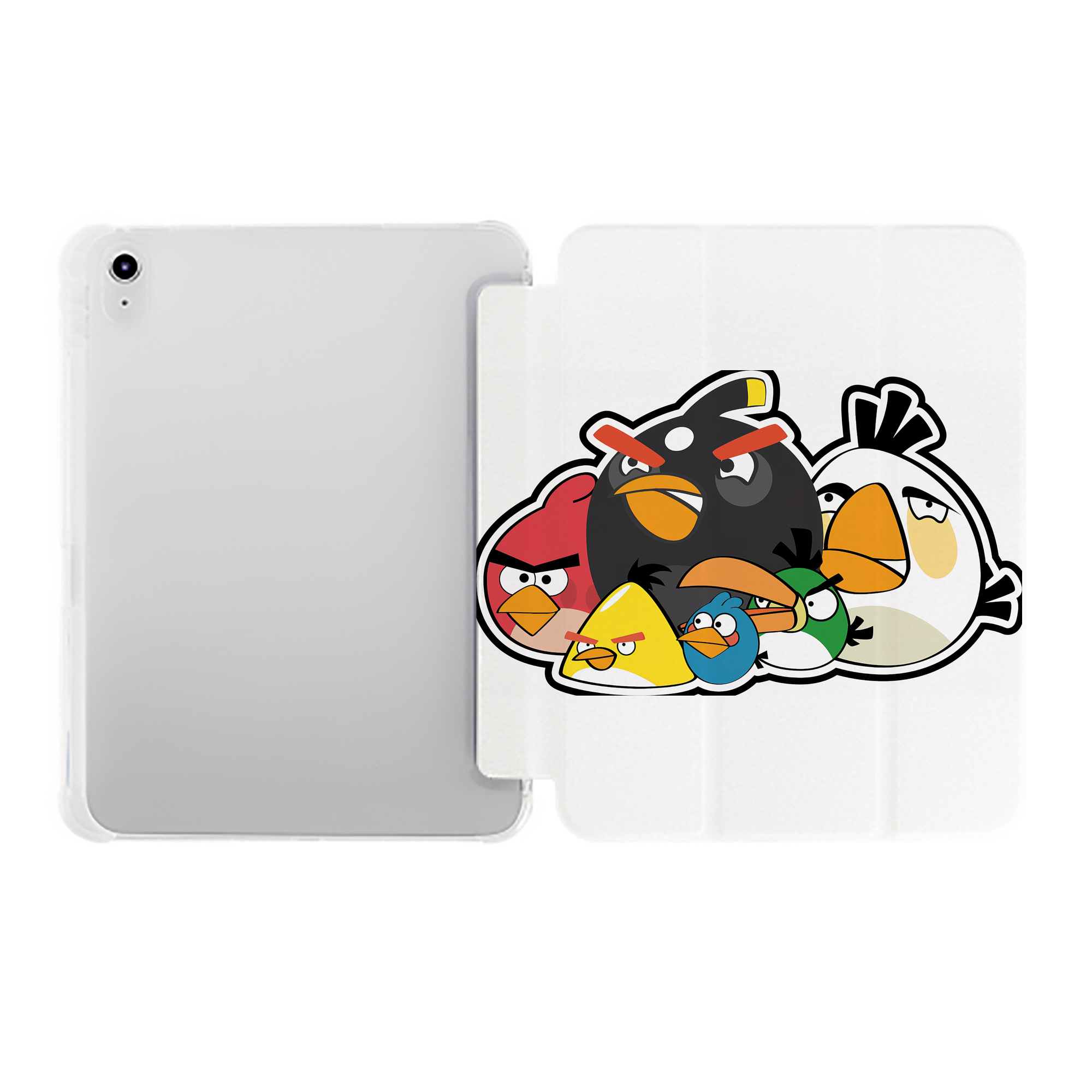 （画像用） Angry Birds アングリーバード IPad ケース ペン収納付き 三つ折りスタンド PUレザー×シリコン 対応機種9.5/10.5/10.9インチ